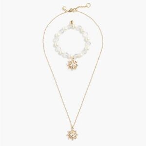 NWT J. Crew Crewcuts Girls' Snowflake Necklace and Bracelet Set Gold